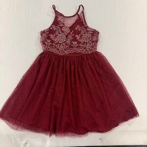 Elegant Burgundy Lace Kids Formal Dress